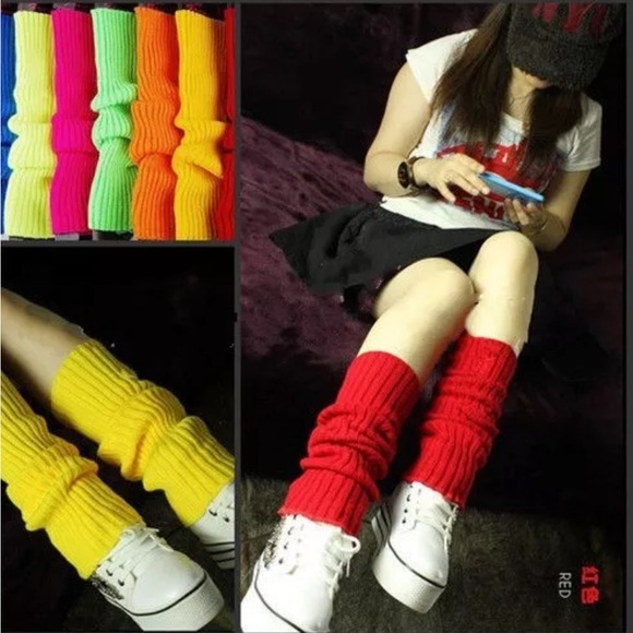 LEG WARMERS Knitted Women's Costume Neon Fluro
Dance Party Knit Sexy 80's Yoga - Picture 7 of 10